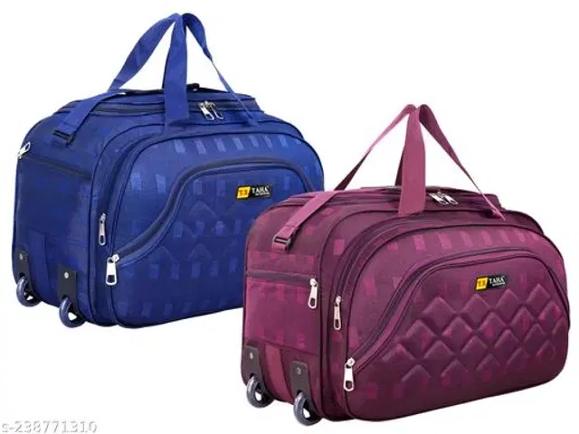 Polyester Duffel Bags, Purple & Blue, Pack of 2