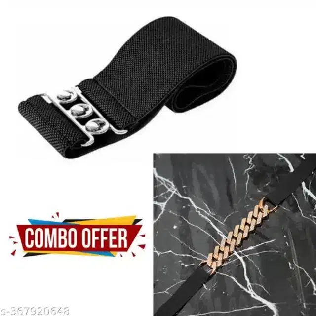 Fancy Belts for Women, Pack of 2 (Black)