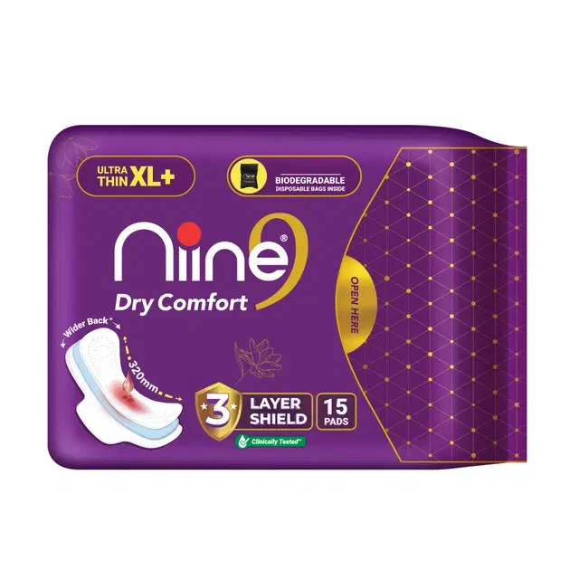 Niine Dry Comfort Ultra Thin Sanitary Pads (XL+) - 15 Pcs