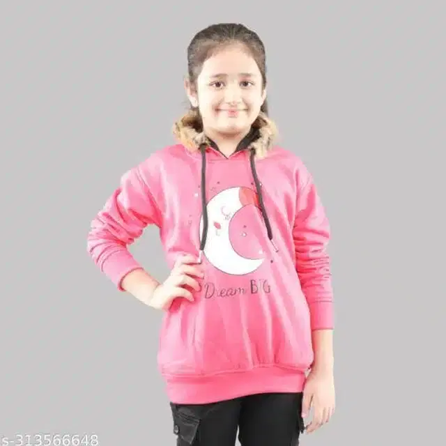 Full Sleeves Hoodies for Girls (Pink, 3-4 Years)