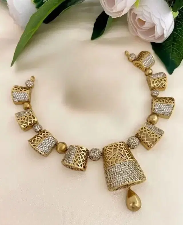 Zircon Gold-plated Jewellery Set for Women (Platinum, Free Size)