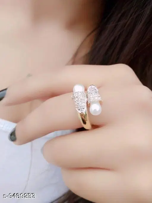 Designer Ring for Women (White, Free Size)