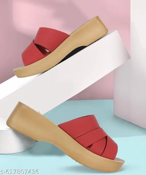 Inblu Sandals for Women (Red, 3)