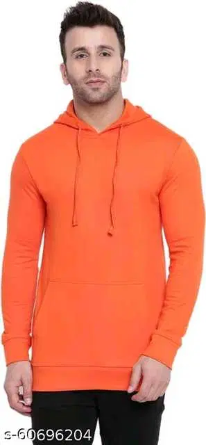 Stylish Wool Men Solid Sweatshirt (Orange, S) (ITF-33)