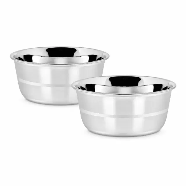 SimpleHome Silver Touch Steel Serving Bowl 800ml Combo Set of 2