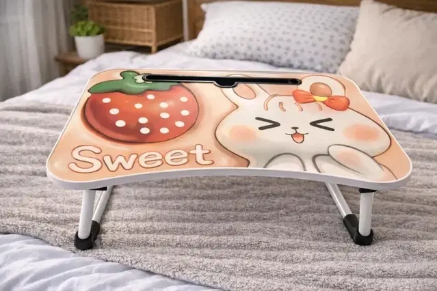 3D Sweet Kitty  Foldable Wooden Mini Laptop & Study Table for Bed (48*30 cm)