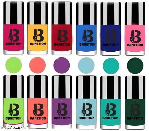 Banetion Matte Nail Polish, Multicolor, Pack of 12