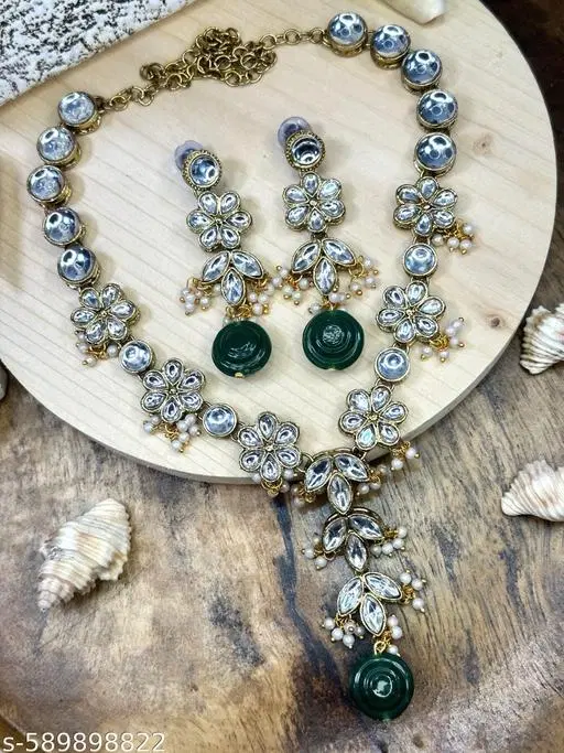 Stylish Kundan Necklace Set for Women & Girls, White