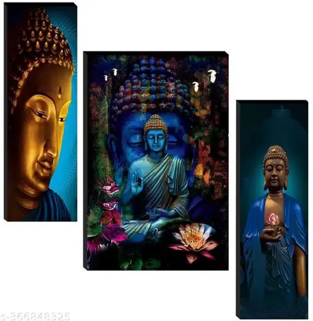 MDF Wooden UV Coated Digital Painitings, Multicolor, 12x18 inches, Pack of 3
