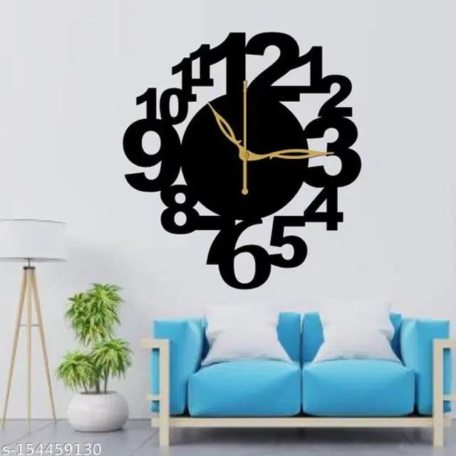 Wooden Wall Clock for Home, Black