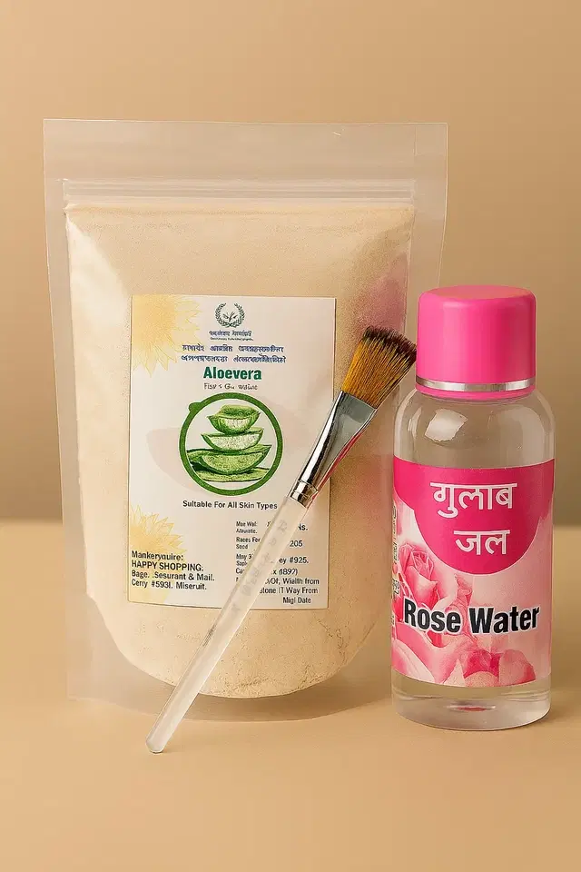 Aloe Vera Face Pack With Gulab Jal & Applying Brush Pack Of 3