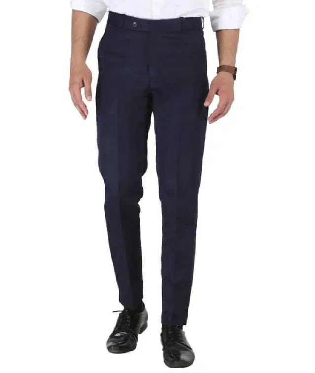 Cotton Blend Trouser for Men (Navy Blue, 32)