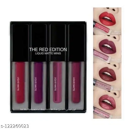 Red Edition Liquid Matte Lipstick Pack of 4 (The Red Edition, 20 ml) (RED, 20 ml)