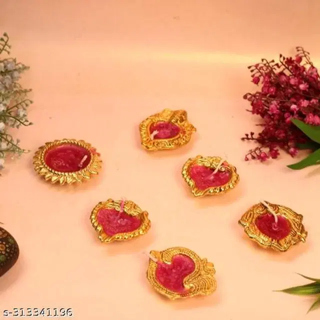 Metal Decorative Diya, Multicolor, Pack of 6