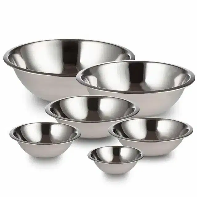 Stainless Steel Bowl Set, Silver, Pack of 6