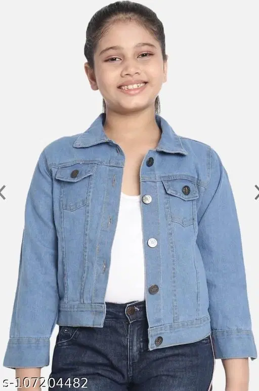 Denim Jacket for Girls (Blue, 5-6 Years)