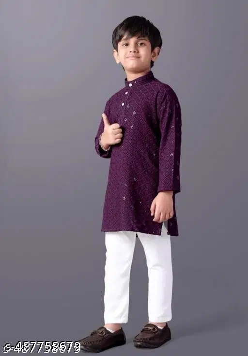 Bandhani Embroidered Rayon Kurta Sets for Girls (White, 4-5 Years)