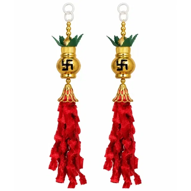 Swastika Gold Kalash Festive Hanging Latkan, Set Of 2