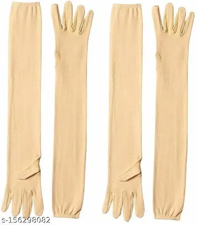 Cotton Summer Hand Gloves, Set of 2 (Beige)