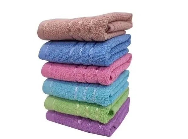 Cotton Bolls Assorted Viscose Border Hand Towels, 33x51 cm, Pack Of 6
