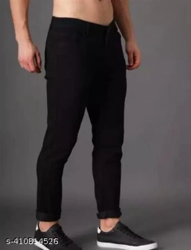 Denim Slim Fit Jeans for Men (Black, 28)