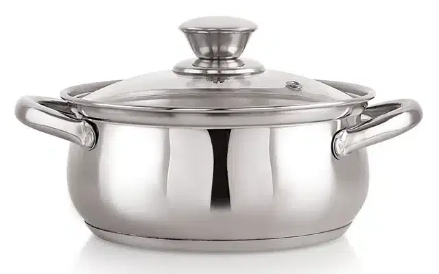 Stainless Steel Induction Base Casserole with Steel Lid, Silver, 2.9 L