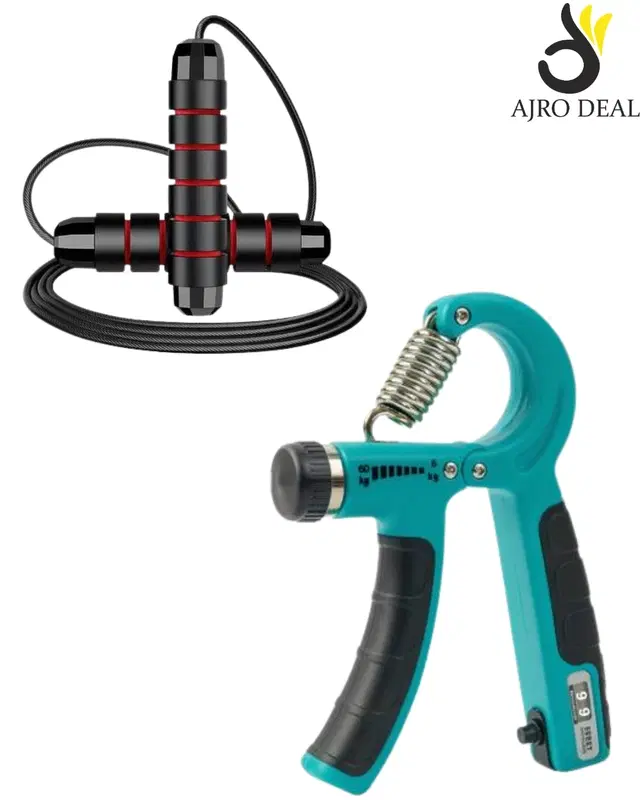 Weighted Jump Rope & Adjustable Hand Grip Trainer Set