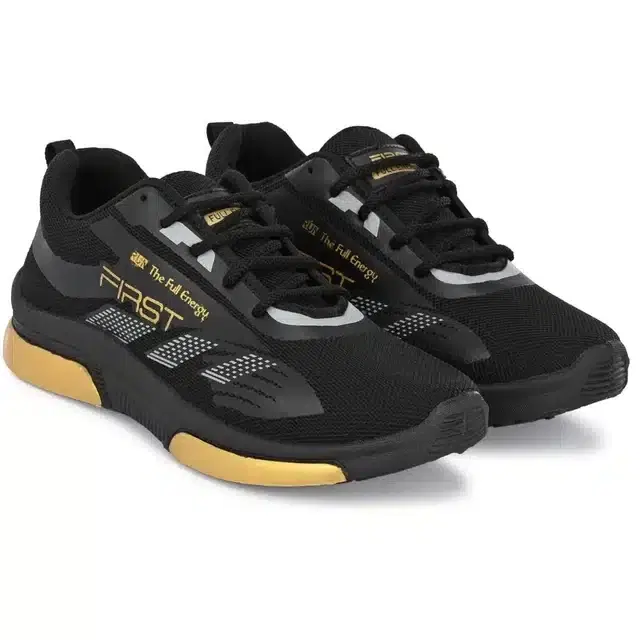 First Running Sports Shoes for Men, Black & Golden (7)