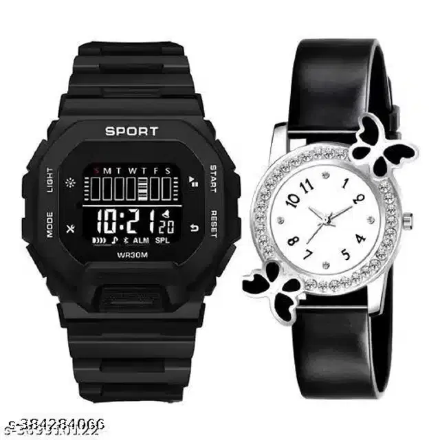 Sports with Analog Watch for Mens & Boys, Set of 2 (Multicolor)