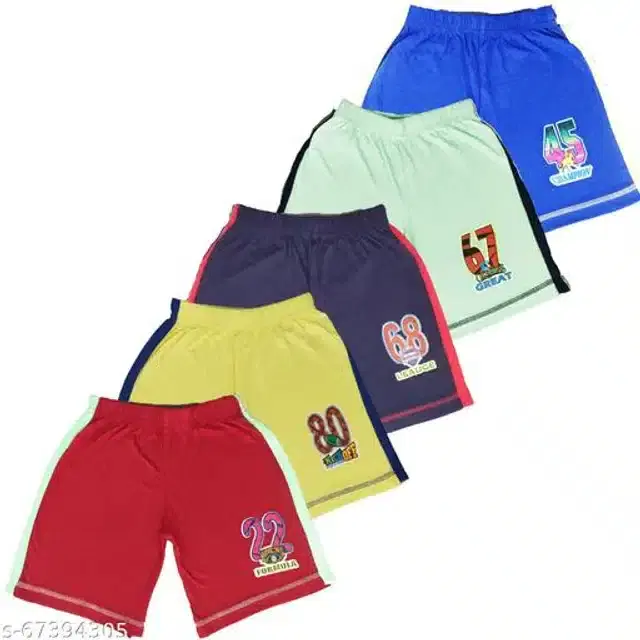 Cotton Shorts for Boys, Pack of 5 (Multicolor, 2-3 Years)