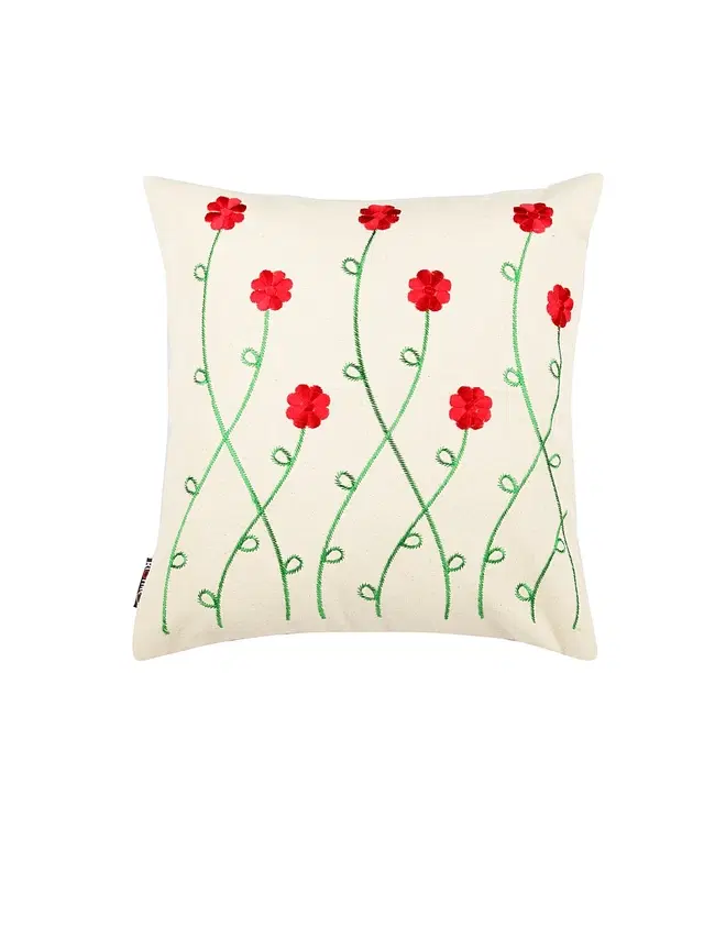 Cotton Cushion Cover, Off White, 16x16 inches