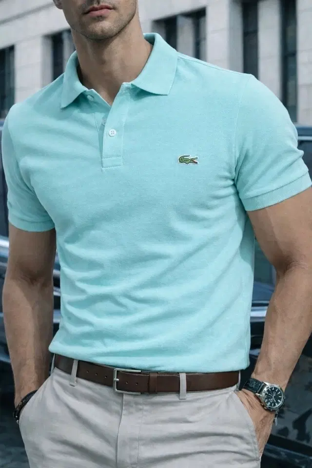 Cotton Matty Solid T-shirt For Men, Aqua (L)