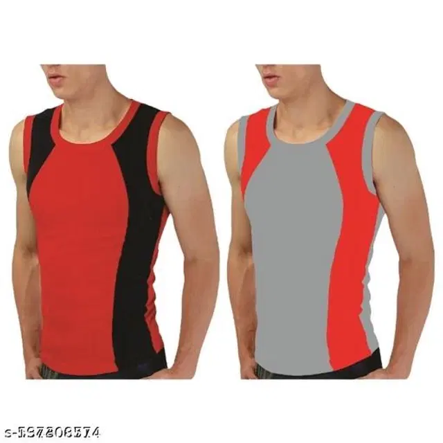 Cotton Vests for Men, Pack of 2 (Multicolor, M)
