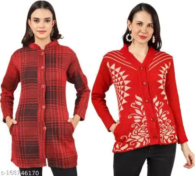 Woolen Sweater for Women, Pack of 2 (Multicolor, M)
