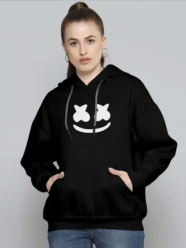 Hooded Sweatshirt for Girls (Black, S)