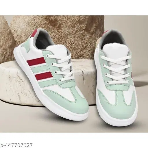 Sneakers for Kids (White & Green, 4-4.5 Years)