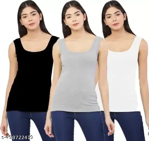Camisole for Women, Multicolor, Pack of 3 (S)