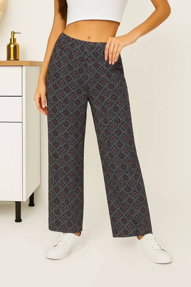 Women's Sleepwear All Over Print Pyjama; Grey - (L)