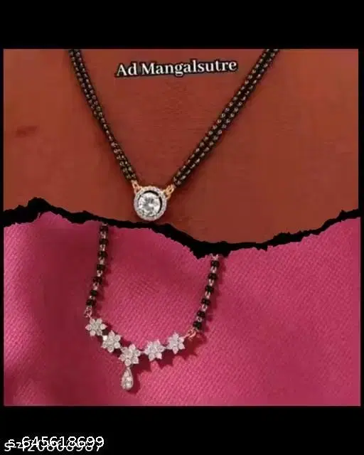 Single Strand Mangalsutra White 18 inch for Women, Pack of 2
