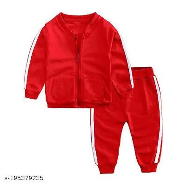 Woolen Solid Clothing Sets for Boys & Girls (Red, 1-2 Years)