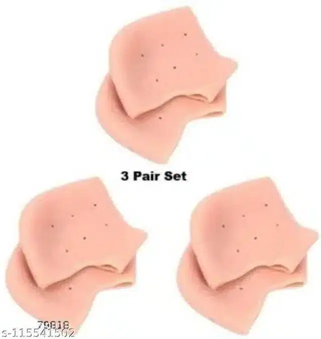 Moisturizing Silicon Gel Heel Support, Beige, Set of 3