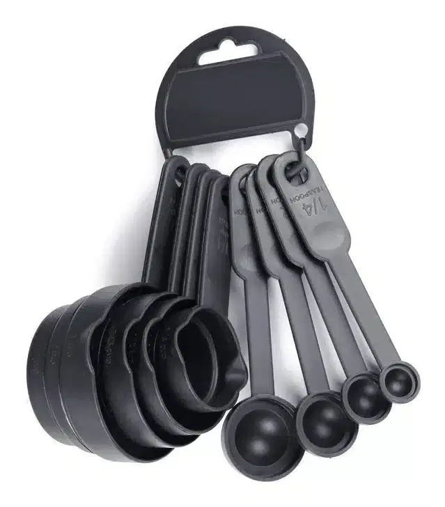 Plastic Measuring Spoon & Cup, Set of 8, Black
