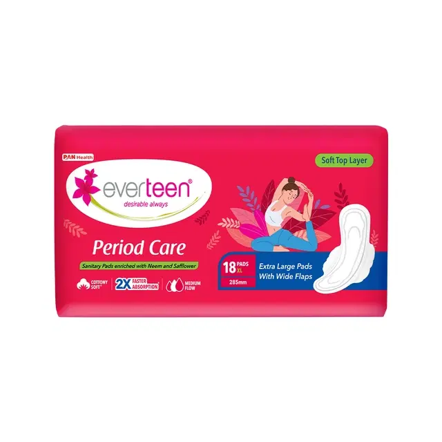 Everteen Period Care Sanitary Pads Enriched With Neem & Safflower (XL) - 18 Pads