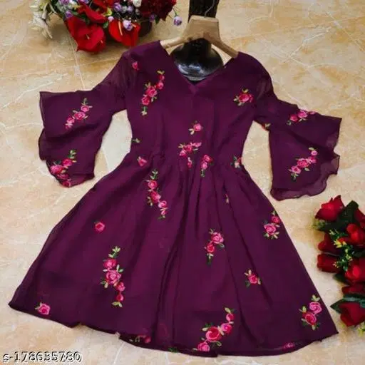 Party Frock for Girls (Purple, XS)