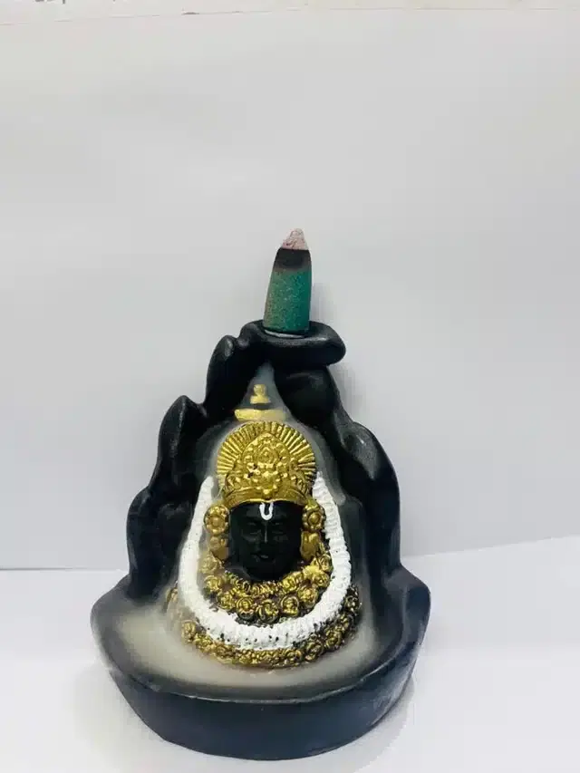 Backflow Smoke Fountain Incense Holder Showpiece, Black, 12 cm