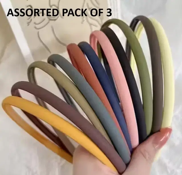 Plastic Matte Finish Hairbands for Women, Assorted Pack of 3
