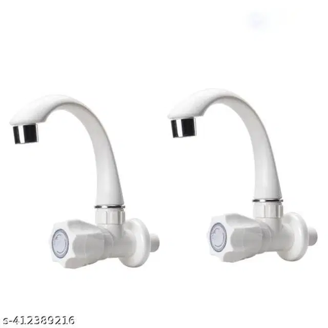 Plastic Swan Neck Tap, White, Pack of 2