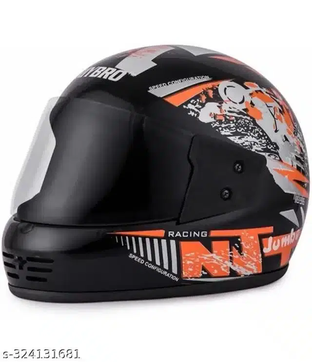 Full Face Helmet for Men & Women, Black & Orange