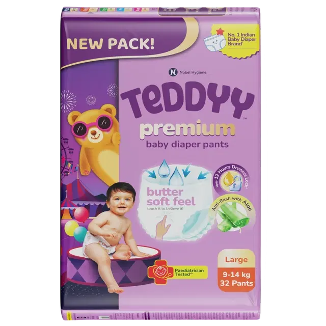 Teddyy Premium Baby Diaper Pant Style (32 Pants) (Large)