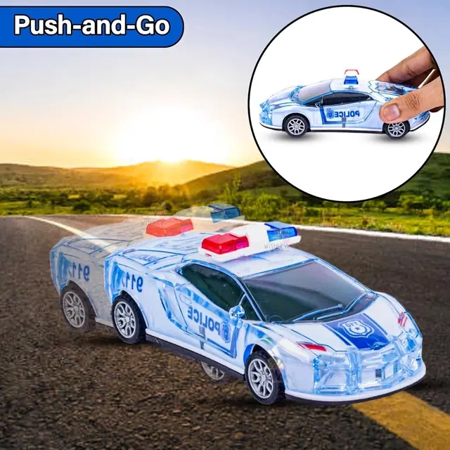 Push and Go Police Car Toy With Lights and Music (Multicolor, Pack of 1)